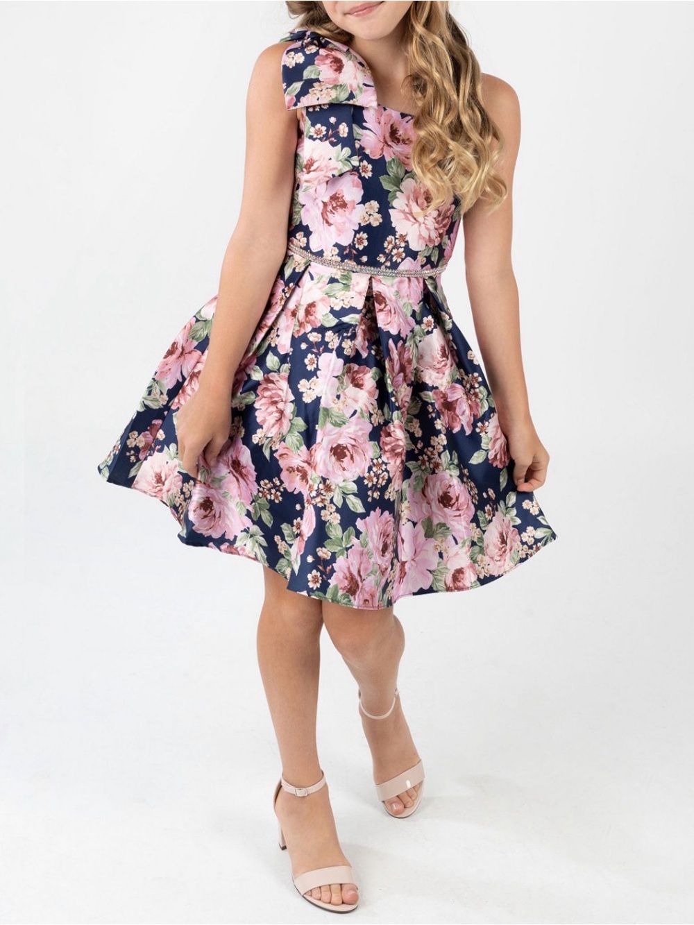 Rare editions Big Girls Asymmetrical Mikado Social Dress